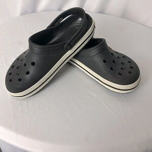 Crocs Crocband Unisex Women's 7 Men's 5 Clogs - Black & White